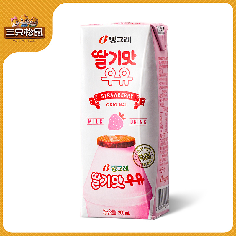 宾格瑞草莓味牛奶饮料200ml