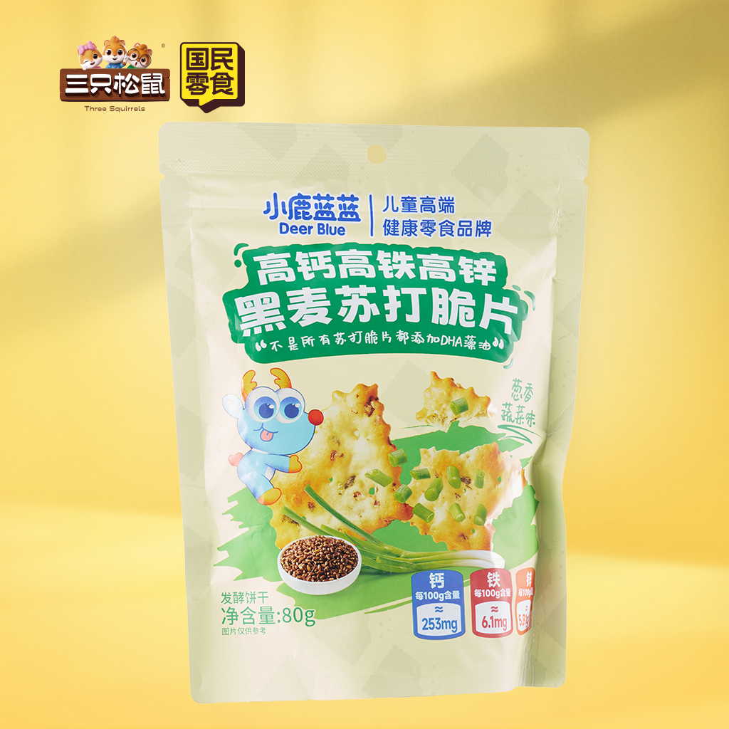 小鹿蓝蓝-高钙高铁高锌黑麦苏打脆片葱香蔬菜味80g