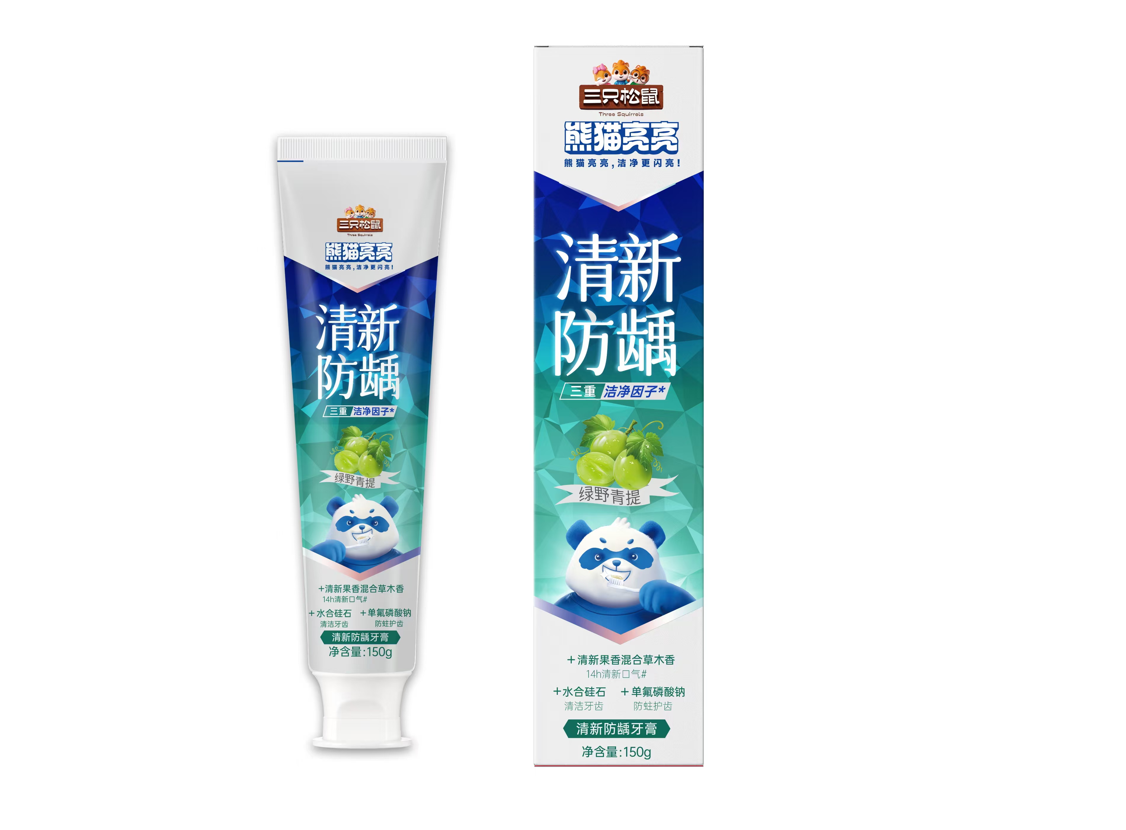 熊猫亮亮-清新防龋牙膏绿野青提味150g