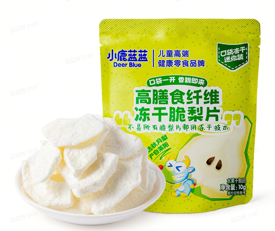小鹿蓝蓝-高膳食纤维冻干脆梨片原味10g