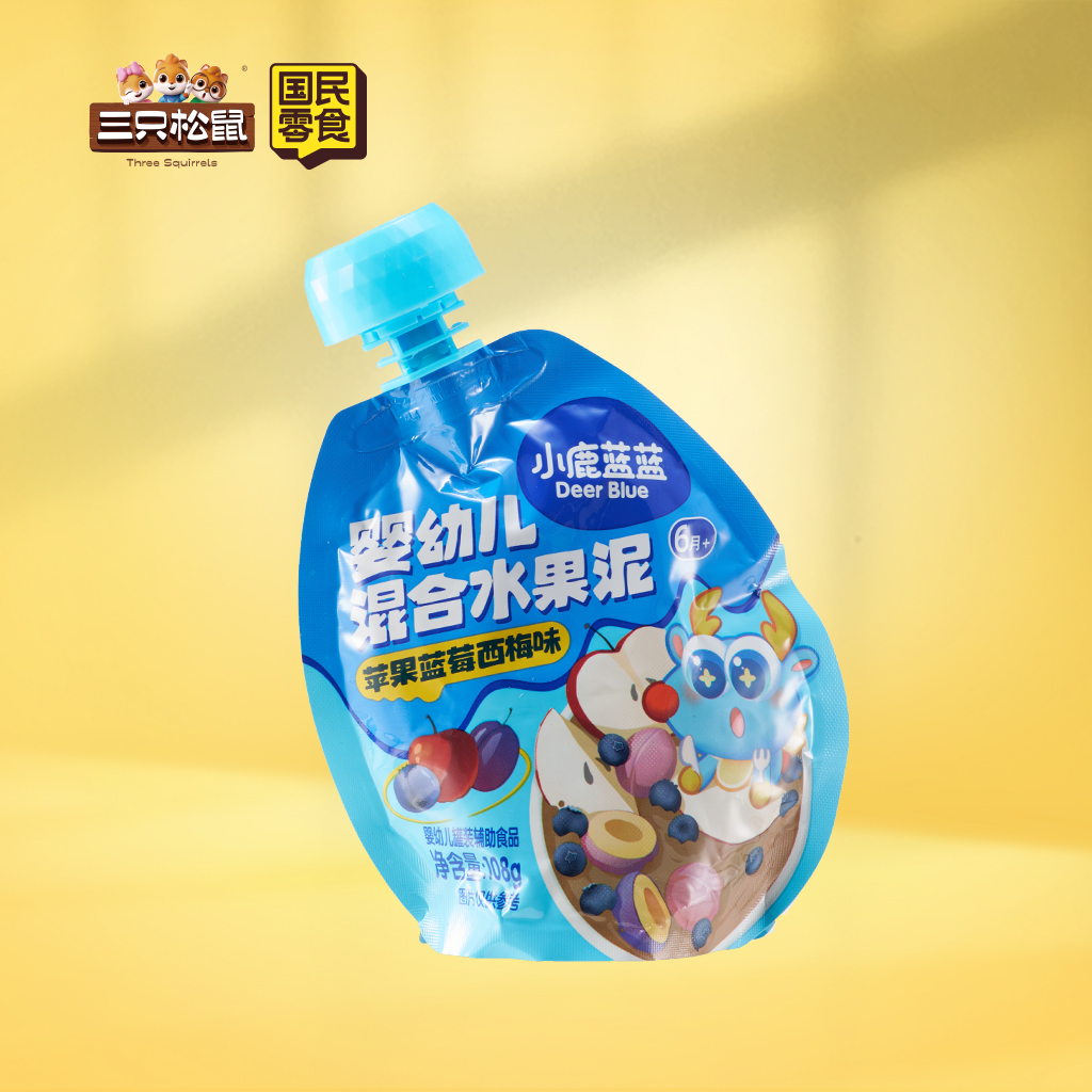小鹿蓝蓝- 果泥苹果西梅蓝莓108g