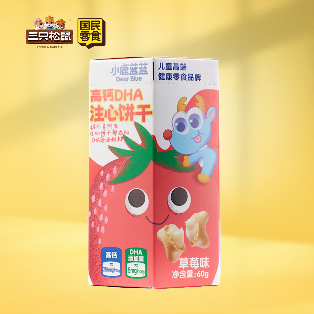 小鹿蓝蓝-高钙DHA注心饼干草莓味60g